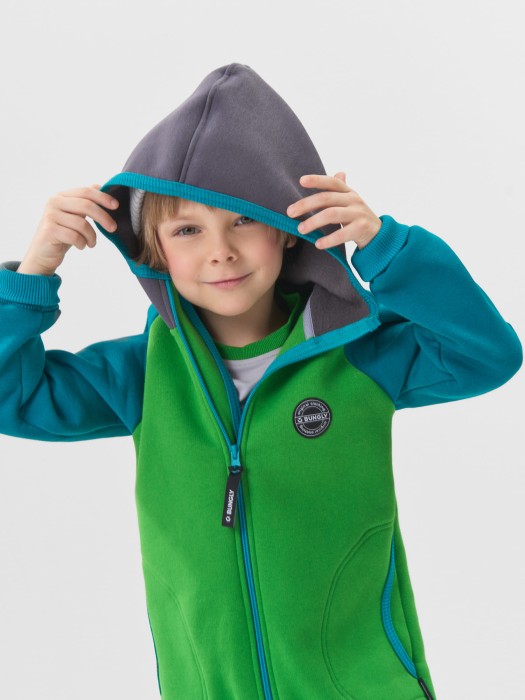 комбинезон с карманами колор блок "зеленая мята" утепленный от бренда bungly вид слева