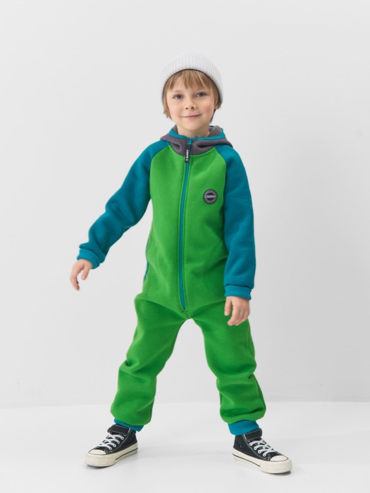 комбинезон с карманами колор блок "зеленая мята" утепленный по цене 3799 руб вид справа
