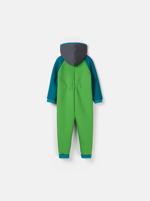 комбинезон с карманами колор блок "зеленая мята" утепленный из проверенных материалов спереди