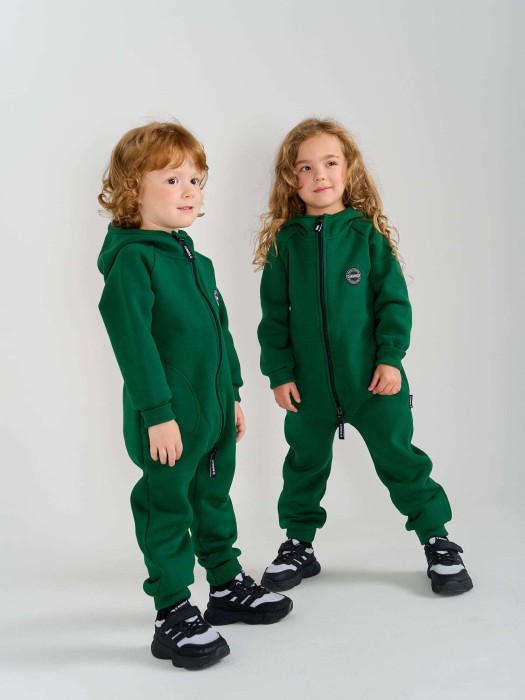 комбинезон с карманами "малахит" утепленный от 1 до 3 лет с изнаночной стороны