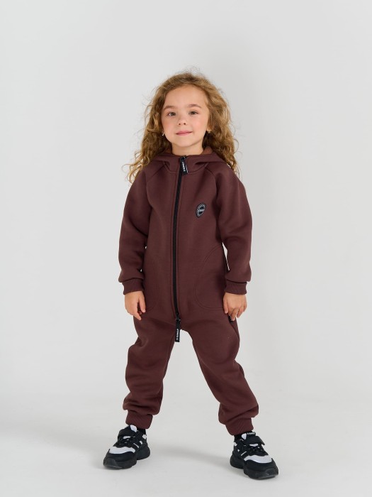 комбинезон с карманами "шоколад" утепленный от 1 до 3 лет с изнаночной стороны