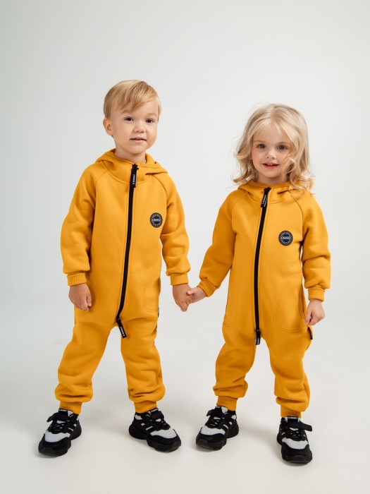 комбинезон с карманами "янтарь" утепленный от 1 до 3 лет с изнаночной стороны