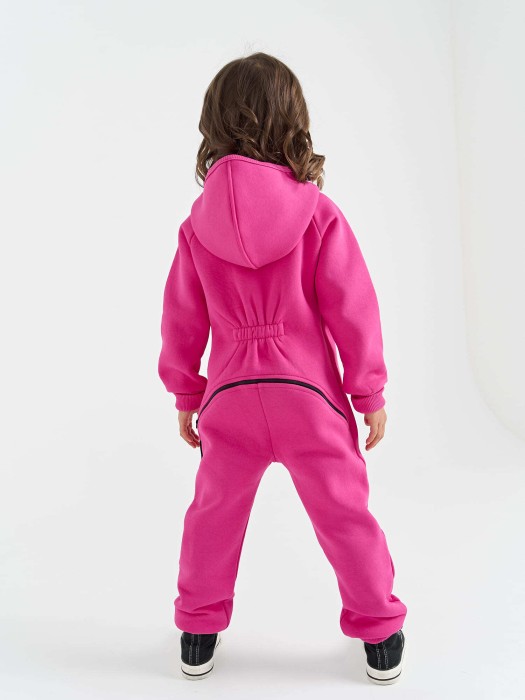 комбинезон с клапаном "фуксия" утепленный от 1 до 3 лет с изнаночной стороны