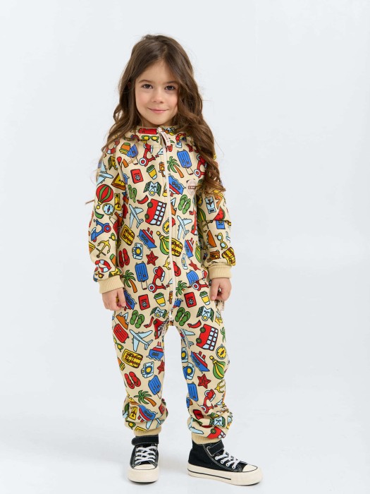 комбинезон с клапаном и капюшоном "travel story" от бренда bungly вид слева