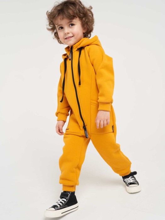 комбинезон-трансформер "горчица" утепленный активного стиля с лицевой стороны