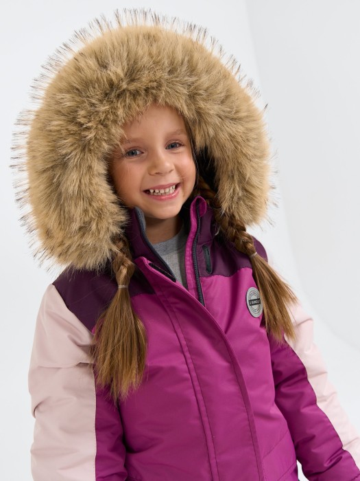 комбинезон зимний с системой роста "фуксия" от бренда bungly вид слева