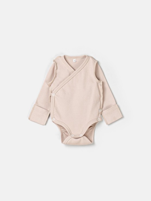 комплект боди-кимоно с наружными швами "сливки/крем-брюле" 2 шт 0+ от бренда bungly вид слева