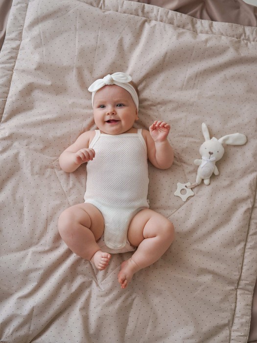 комплект боди "молоко/жемчуг" из ажурного хлопка для девочек 0+ по цене 1234 руб вид справа