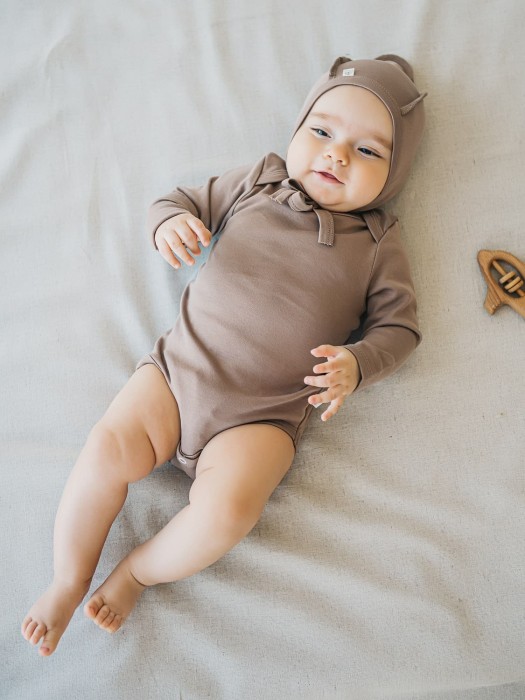 комплект боди с длинным рукавом "кокос/шалфей" 0+ от бренда bungly вид слева