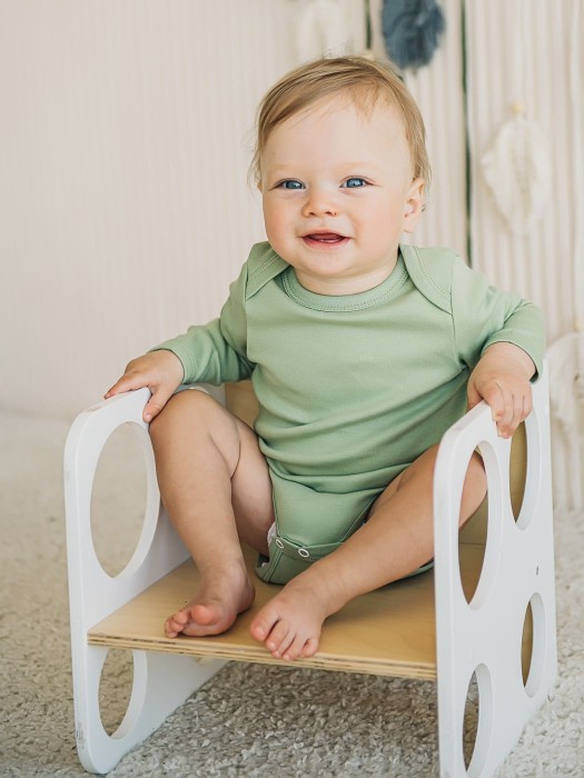 комплект боди с длинным рукавом "кокос/шалфей" 0+ из россии вид сбоку