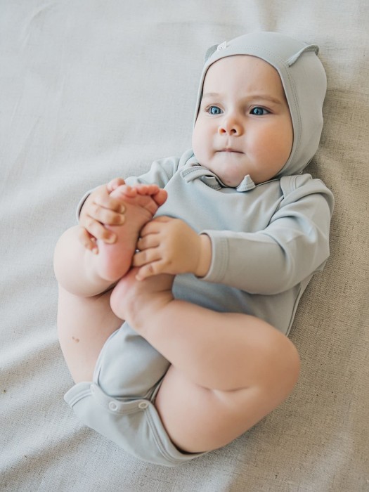 комплект боди с длинным рукавом "море/жемчуг" 0+ из россии вид сбоку