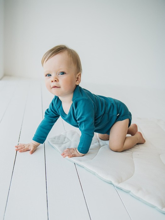 комплект боди с длинным рукавом "море/жемчуг" 0+ из проверенных материалов спереди