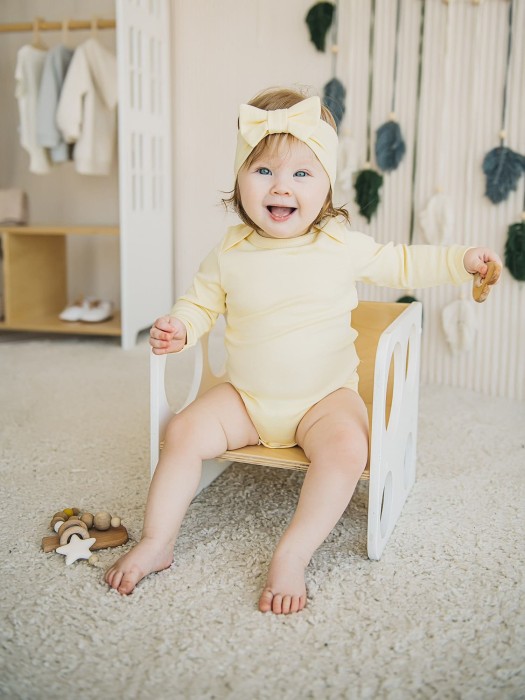 комплект боди с длинным рукавом "нарцисс/лаванда" 0+ от бренда bungly вид слева