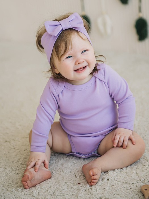 комплект боди с длинным рукавом "нарцисс/лаванда" 0+ из проверенных материалов спереди