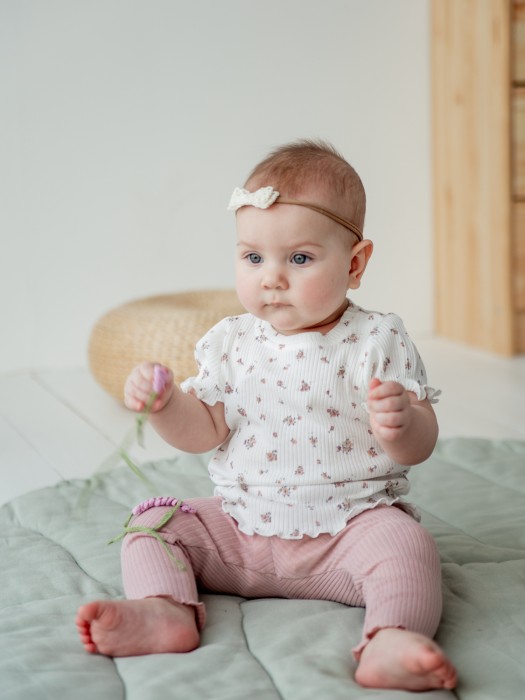 комплект футболка и лосины "розы" из кашкорсе 0+ фотография