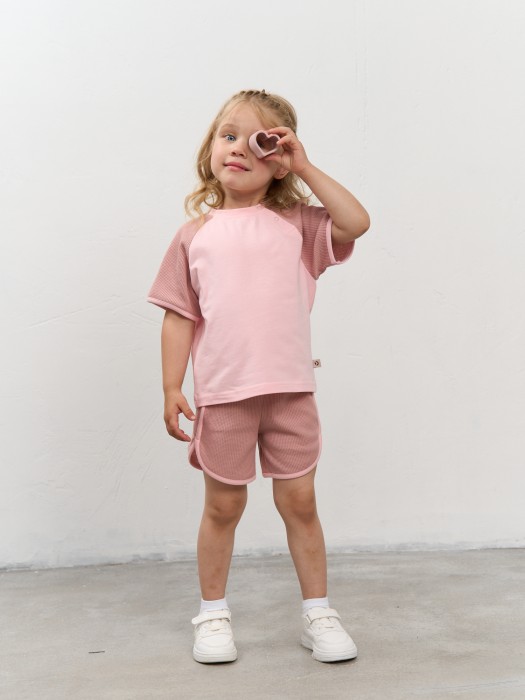 комплект футболка и шорты "роза" из рифленой ткани 0+ фотография