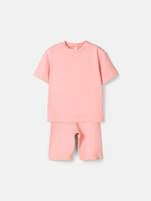 комплект футболка оверсайз и велосипедки "роза" от бренда bungly вид слева