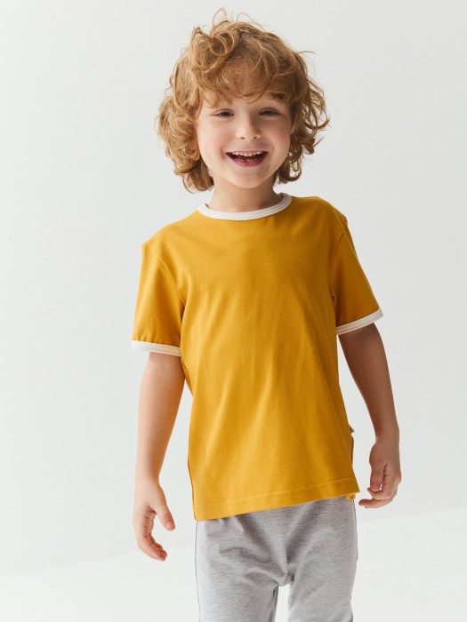 комплект футболок "мёд/деним/серый меланж" 3 шт от бренда bungly вид слева