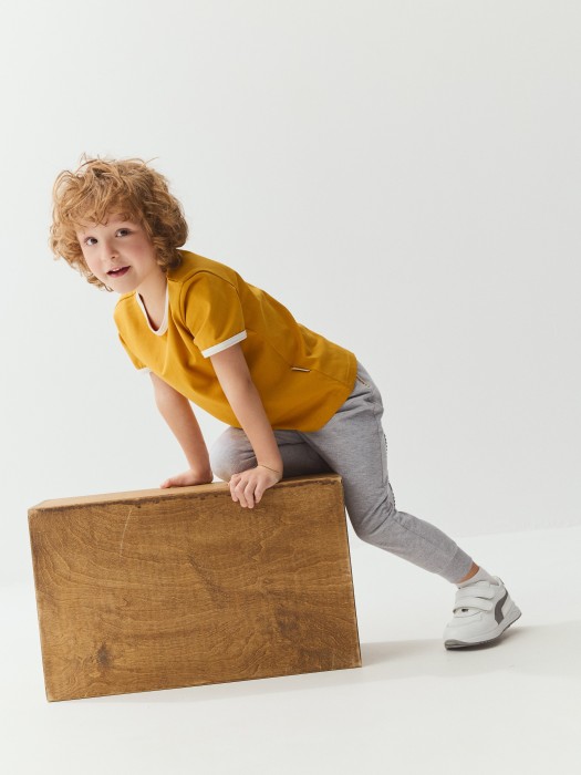 комплект футболок "мёд/деним/серый меланж" 3 шт из денима спереди