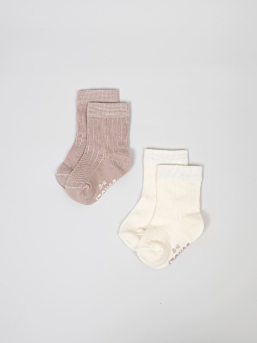 комплект носков "тофу/беж" 2 шт 0+ от бренда bungly вид слева