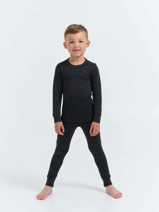 комплект термо "графит меланж" с шерстью от 1 до 3 лет с изнаночной стороны
