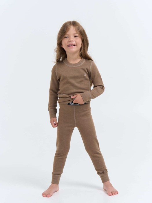 комплект термо "какао меланж" с шерстью от 1 до 3 лет с изнаночной стороны