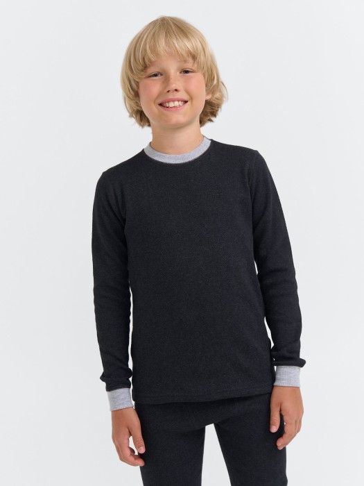 комплект термобелья "черный меланж" для мальчиков 7+ от бренда bungly вид слева