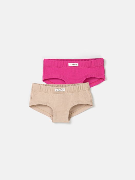 комплект трусов для девочек "беж/фуксия" 2 шт фотография