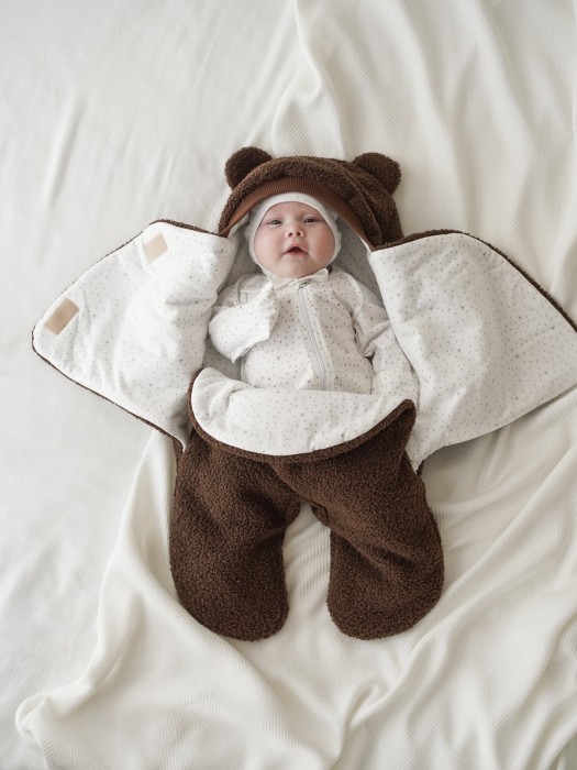 конверт-звездочка меховой "шоколад" 0+ из россии вид сбоку