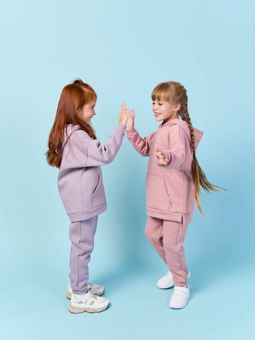 костюм "дымчатая роза" утепленный от 1 до 3 лет с изнаночной стороны