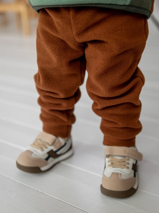 костюм флисовый колор блок "хаки" 0+ от 1 до 3 лет с изнаночной стороны