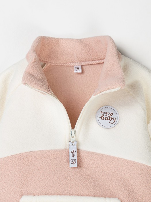 костюм флисовый колор блок "пудра" 0+ из россии вид сбоку