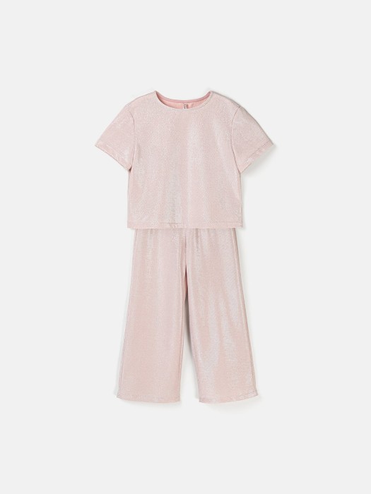 костюм из люрекса "розовая дымка" от бренда bungly вид слева