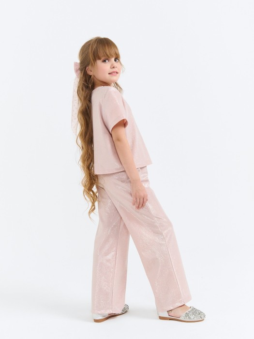 костюм из люрекса "розовая дымка" из трикотажа с блестящими нитями спереди