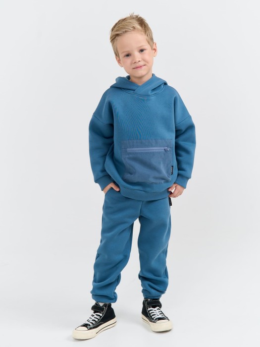 костюм с худи "деним" утепленный от бренда bungly вид слева