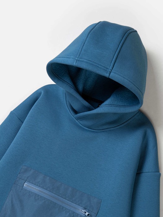 костюм с худи "деним" утепленный из россии вид сбоку