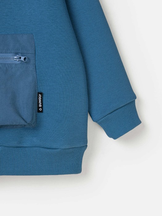 костюм с худи "деним" утепленный из денима спереди