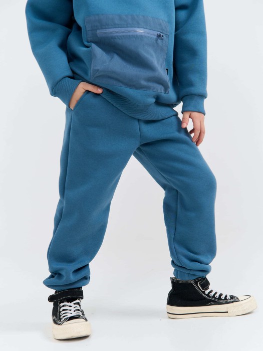 костюм с худи "деним" утепленный повседневного стиля с лицевой стороны