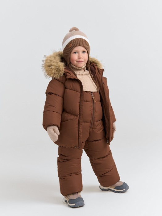 костюм зимний на пуху "кофе" 0+ от 1 до 3 лет с изнаночной стороны