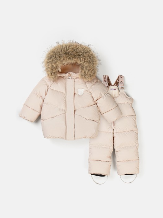 костюм зимний на пуху "тофу" 0+ от бренда bungly вид слева