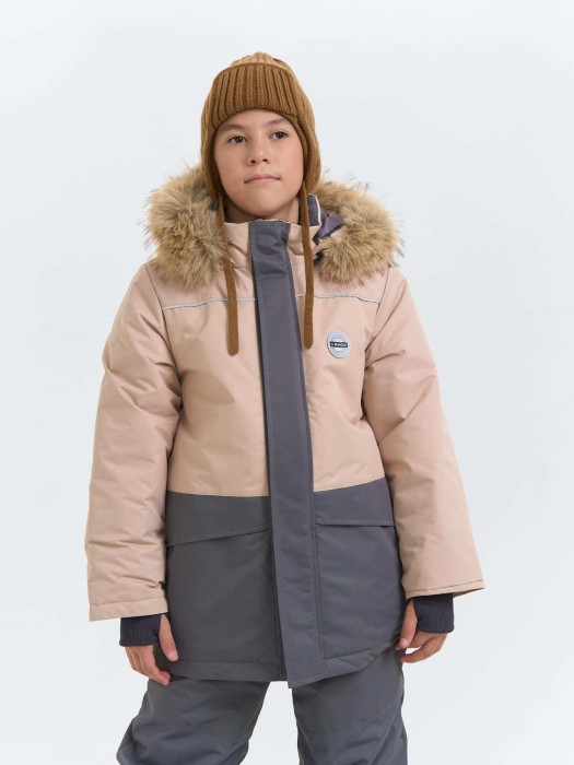 костюм зимний с системой роста "графит" 7+ активного стиля с лицевой стороны