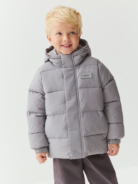 куртка демисезонная дутая "пепел" активного стиля с лицевой стороны