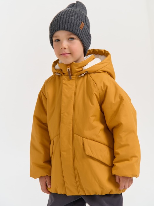 куртка демисезонная "горчица" из проверенных материалов спереди