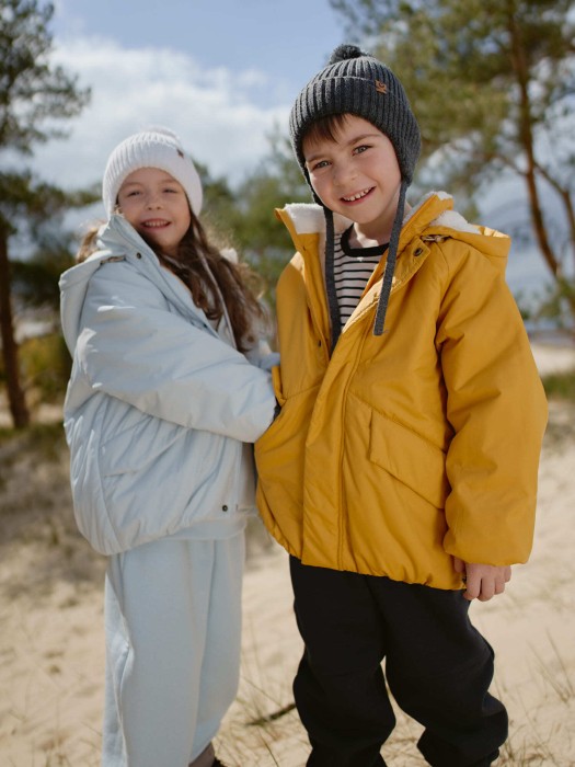 куртка демисезонная "горчица" от 1 до 3 лет с изнаночной стороны