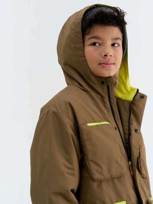 куртка демисезонная "хаки" 7+ универсального стиля с лицевой стороны