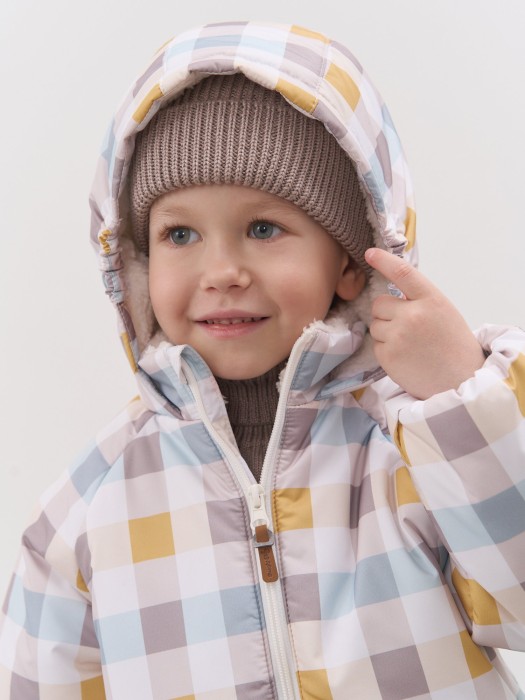 куртка демисезонная "клеточка" 0+ из россии вид сбоку