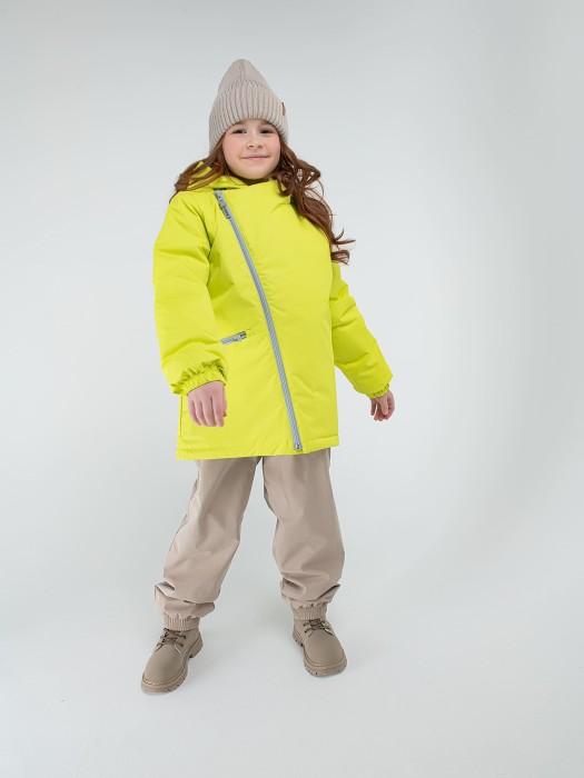 куртка демисезонная "лайм" универсального стиля с лицевой стороны