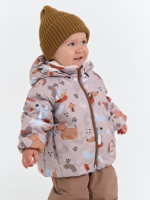 куртка демисезонная "мой щенок/беж" 0+ из проверенных материалов спереди