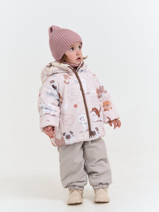 куртка демисезонная "мой щенок/тофу" 0+ активного стиля с лицевой стороны