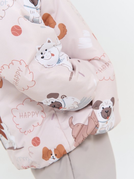 куртка демисезонная "мой щенок/тофу" 0+ от 1 до 3 лет с изнаночной стороны